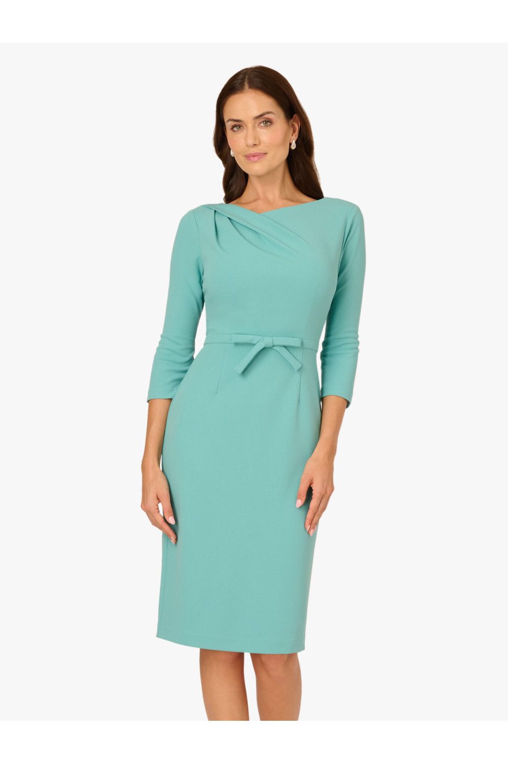 Adrianna Papell Drape Neck Sheath Midi Dress
