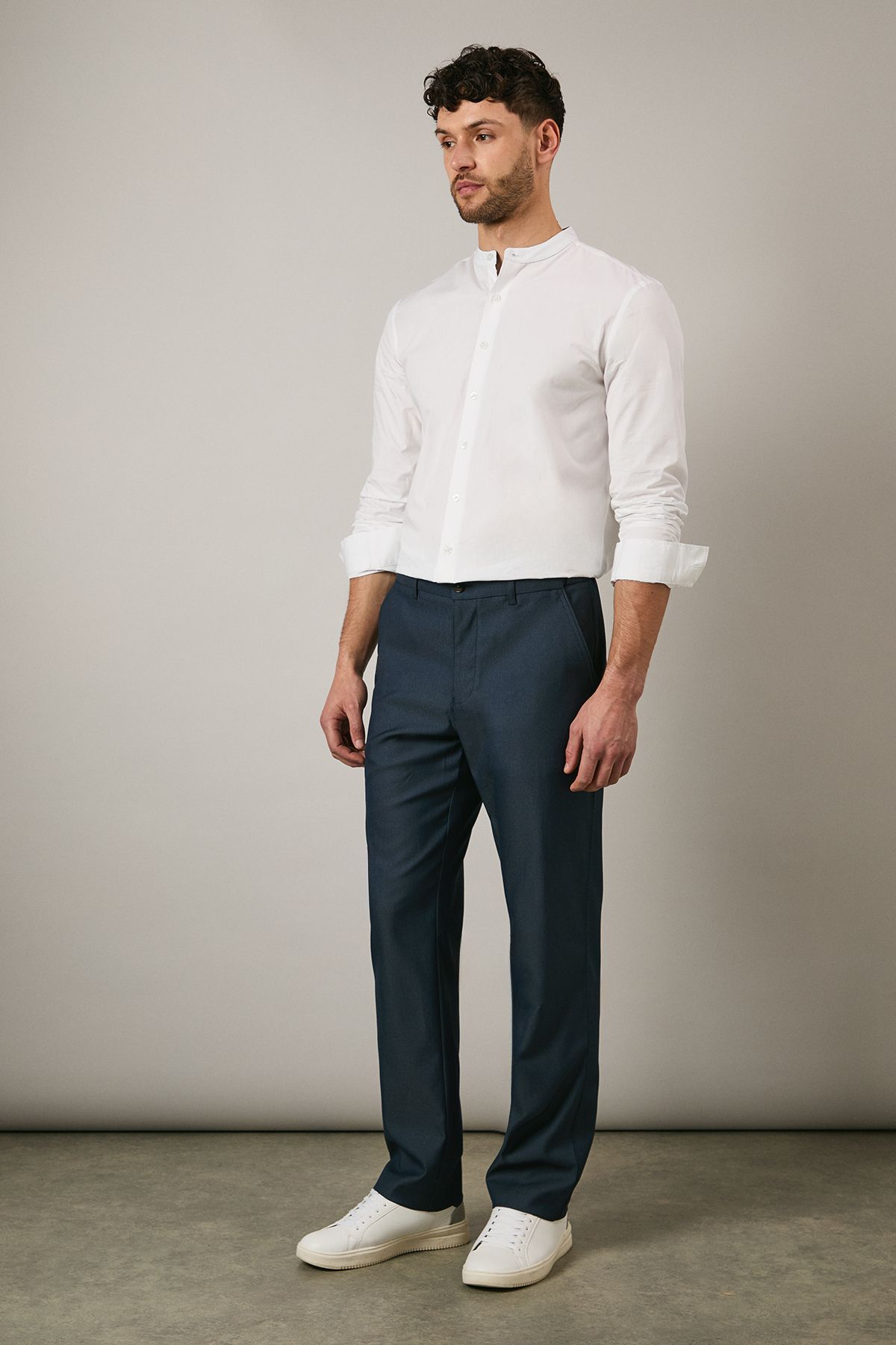Maine Navy Textured Smart Chinos