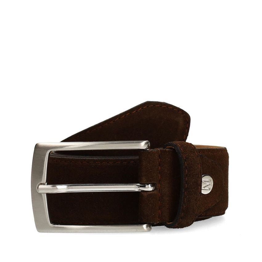 Manfield Donkerbruine suède riem
