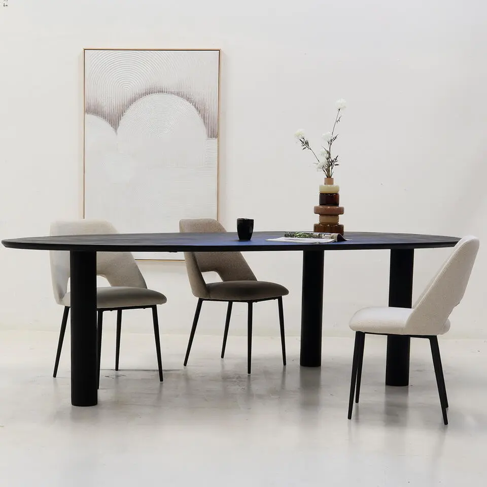 Eettafel Zwart Mangohout - 210x120x76cm - 6-8 Personen - Hana