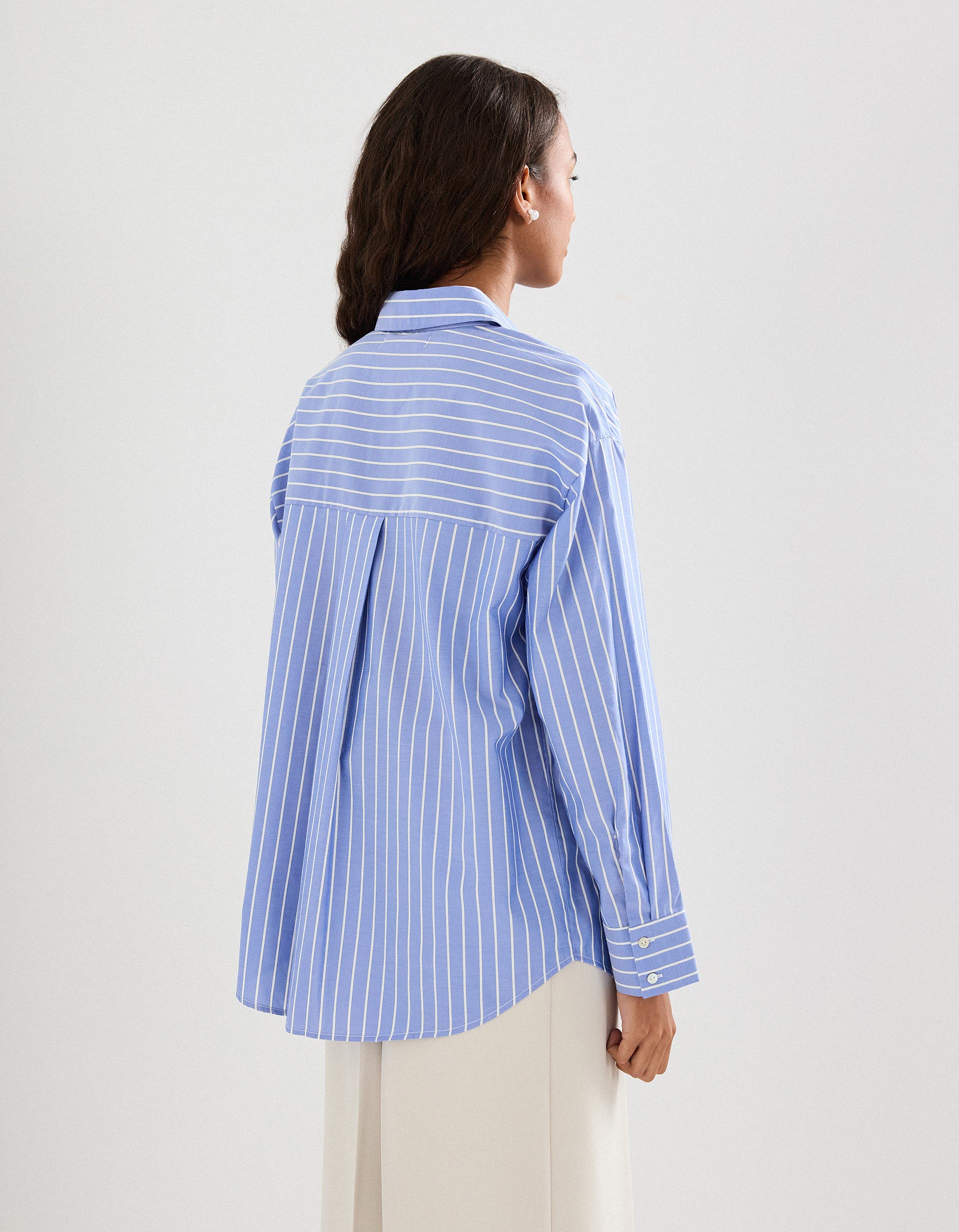 Camisa &agrave;s Riscas, Mulher, Azul