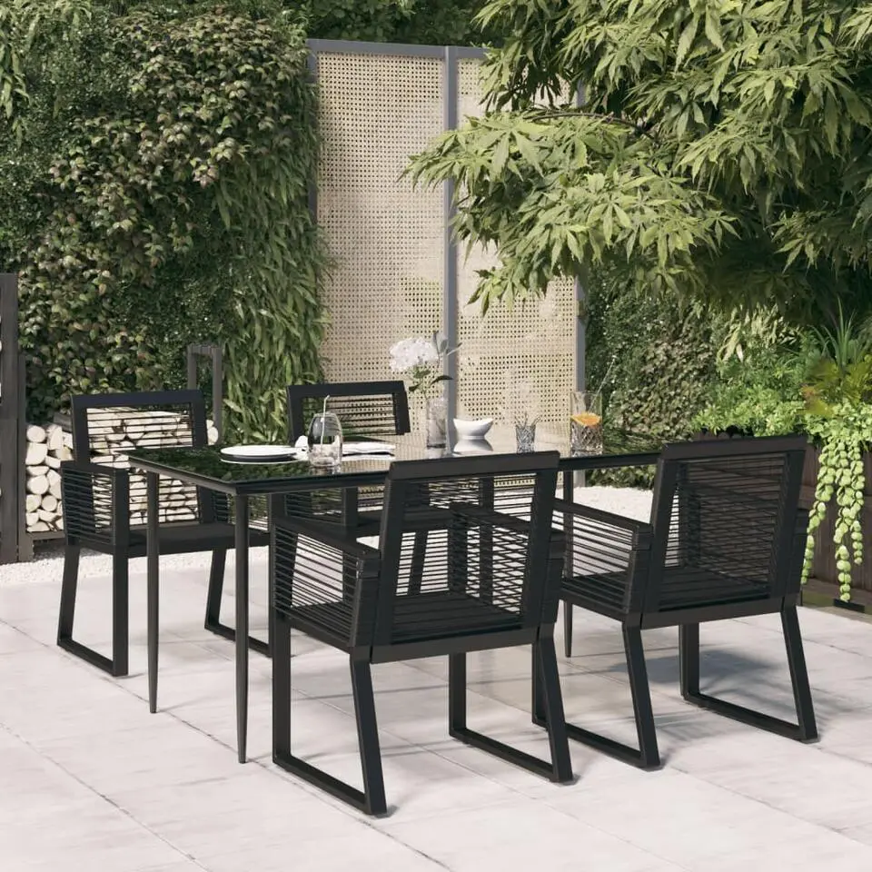 vidaXL - Tuinset - Zwart - PVC-rattan en staal - 160x80 cm - 5 stuks