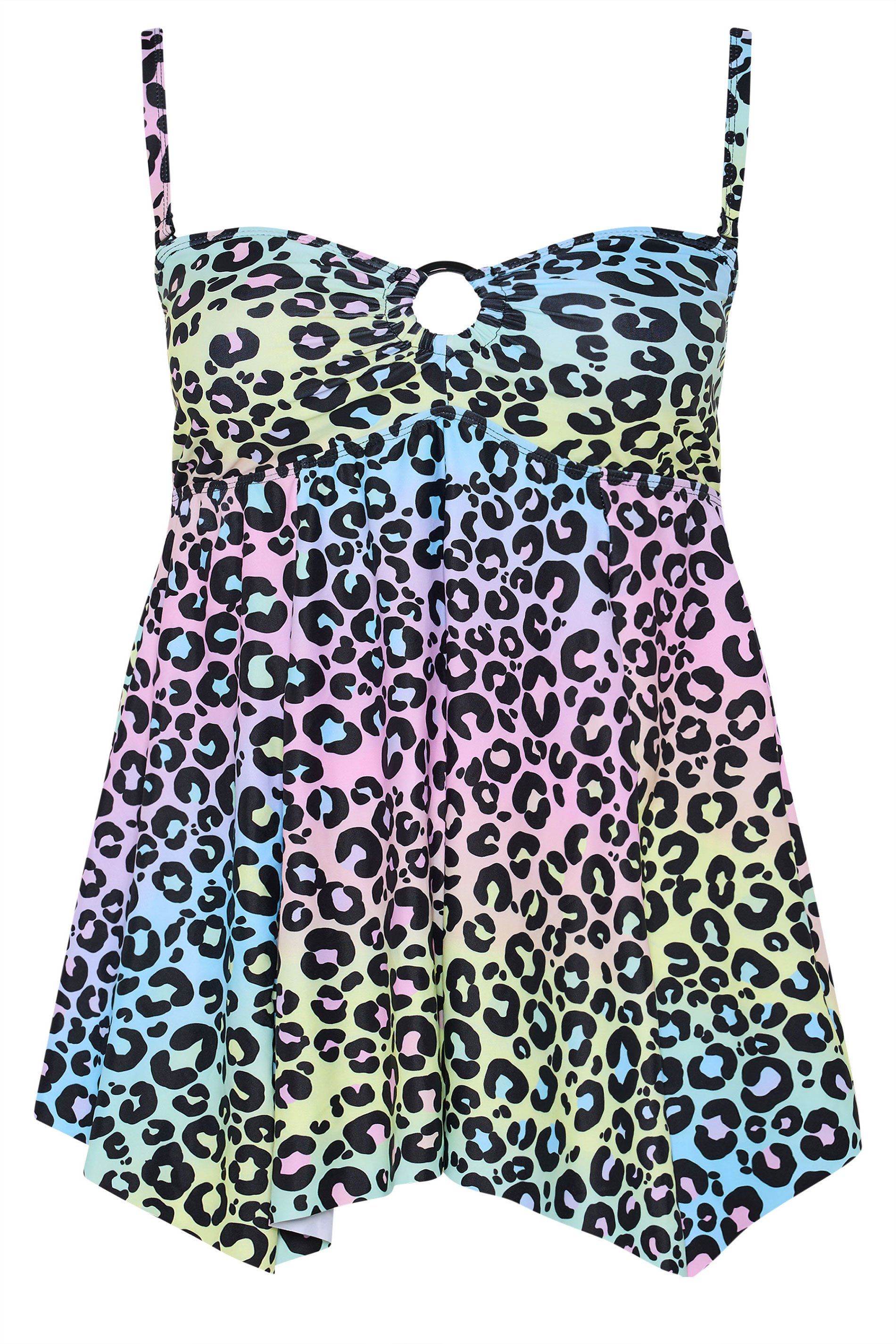 Yours Leopard Print Bandeau Tankini Top