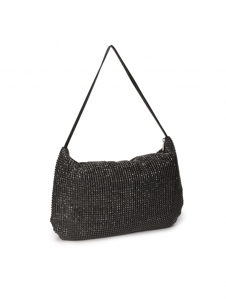 Black handbag embellished with zircons