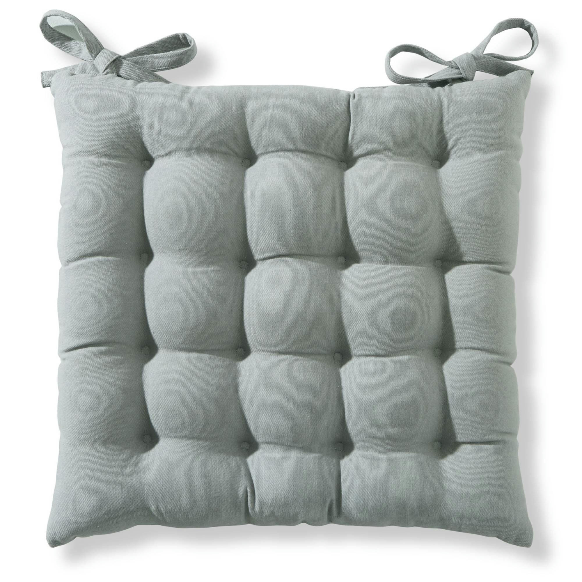 SEIZE - Lot de 2 galettes de chaise 40x40 gris en coton