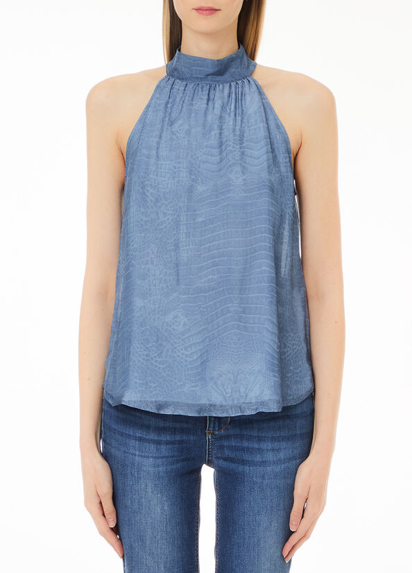 Top in seta stampata