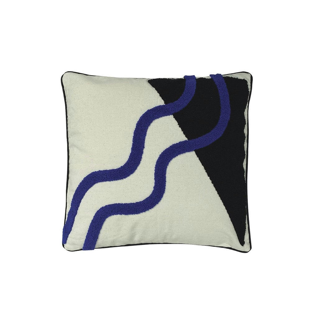 - Coussin traverse noir bleu 40x40cm