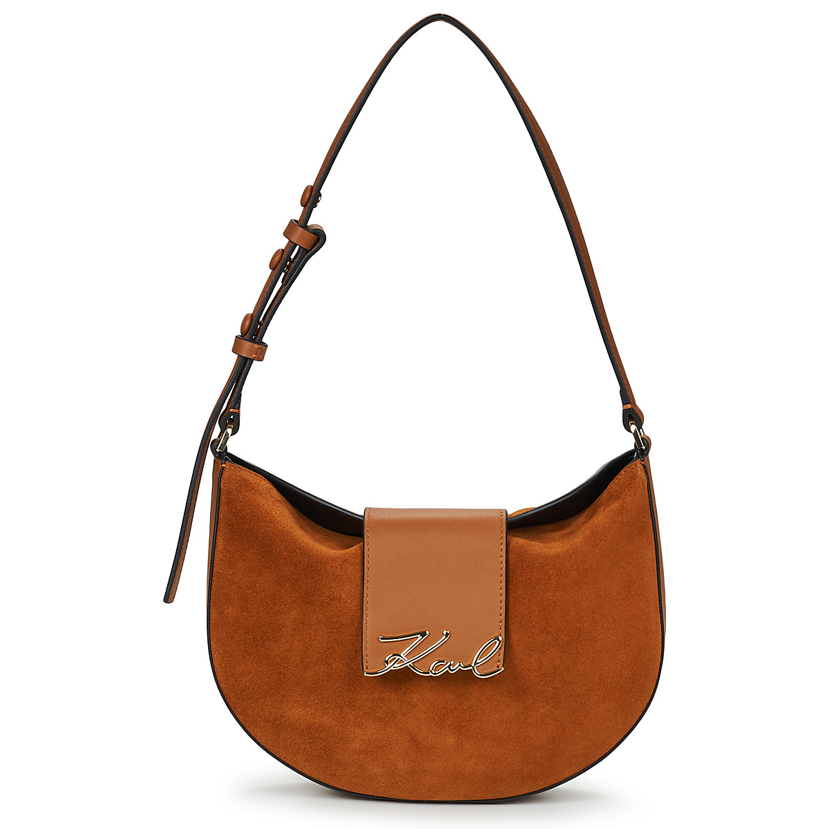 Karl Lagerfeld - K/SIGNATURE FL HALFMOON SB SUE - Cognac