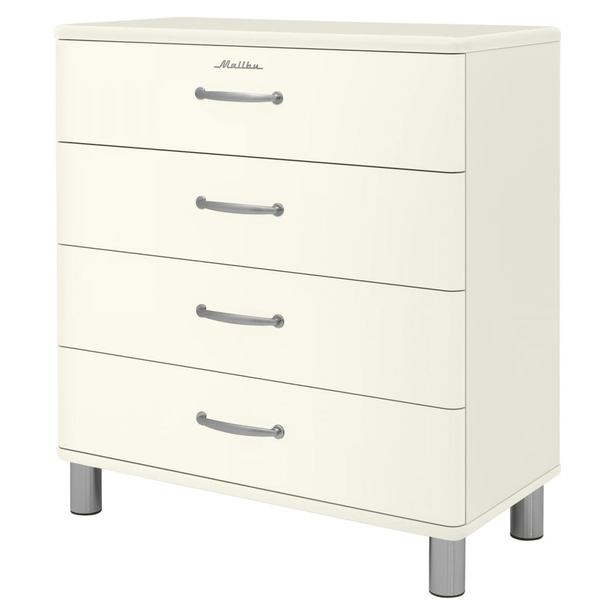 MALIBU - Commode style rétro 4 tiroirs 86cm beige