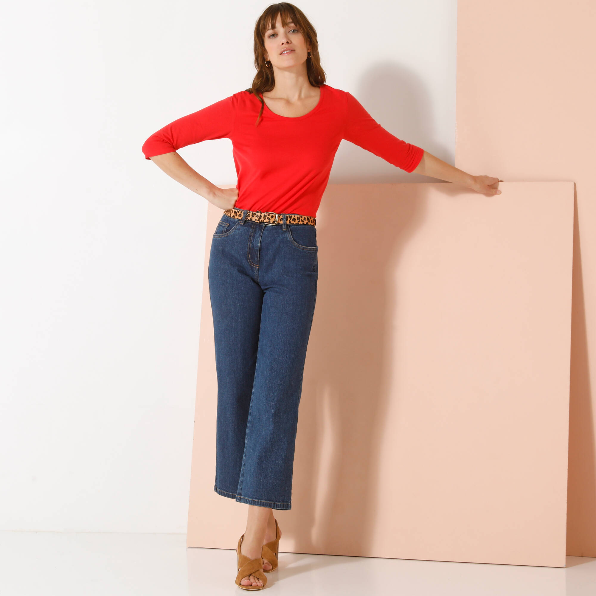 T-shirt manches 3/4 uni, coton