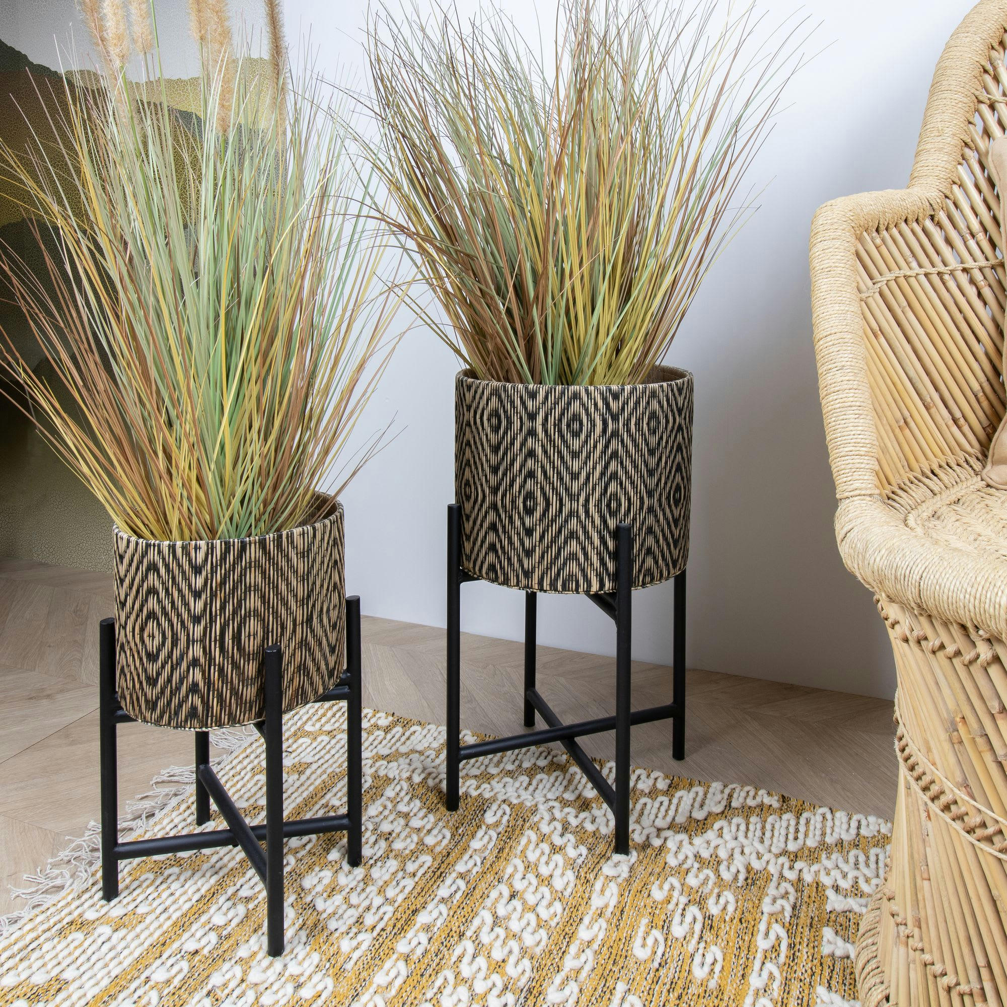 YORI - Cache pot sur pieds noirs Ø27 x h40cm