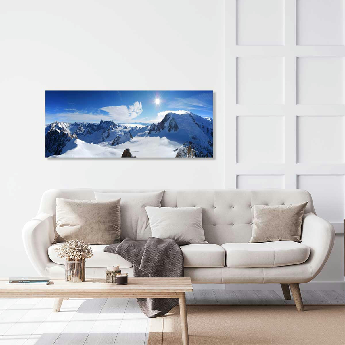 - Tableau panorama du mont blanc imprimé sur toile 80x30cm