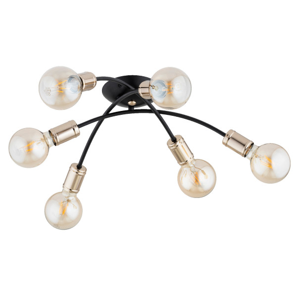 Lampa sufitowa czarno-złota SEDNA 6xE27x15W wym: 16x52x52 cm Alfa