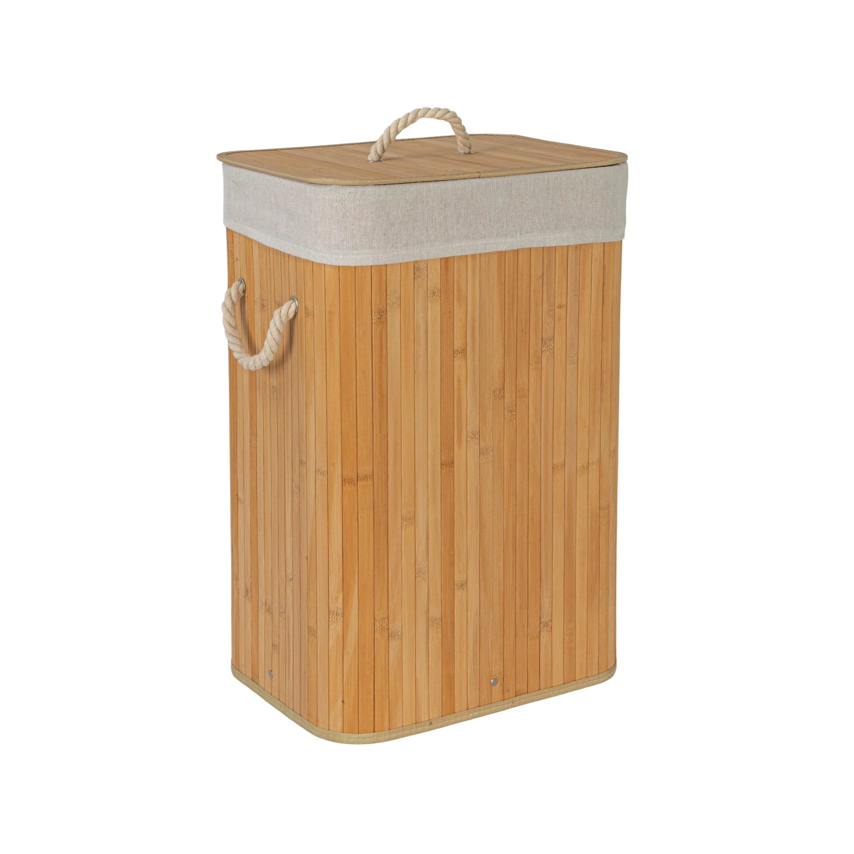 Household Essentials Bamboo Laundry Hamper with Handles and Removable Laundry Bag