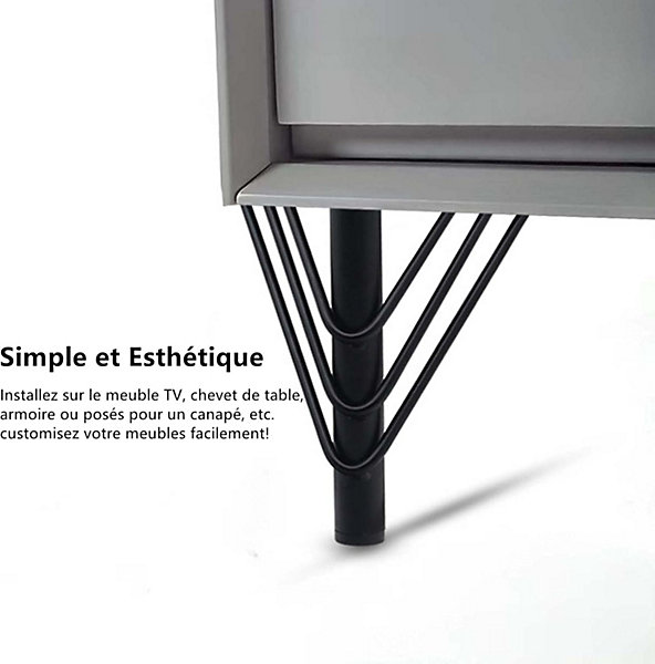 BASHLWUA 4 pieds de meuble en métal noir, pieds de table basse de 15 cm, pieds de canapé de rechange, meuble TV, meuble de salle d