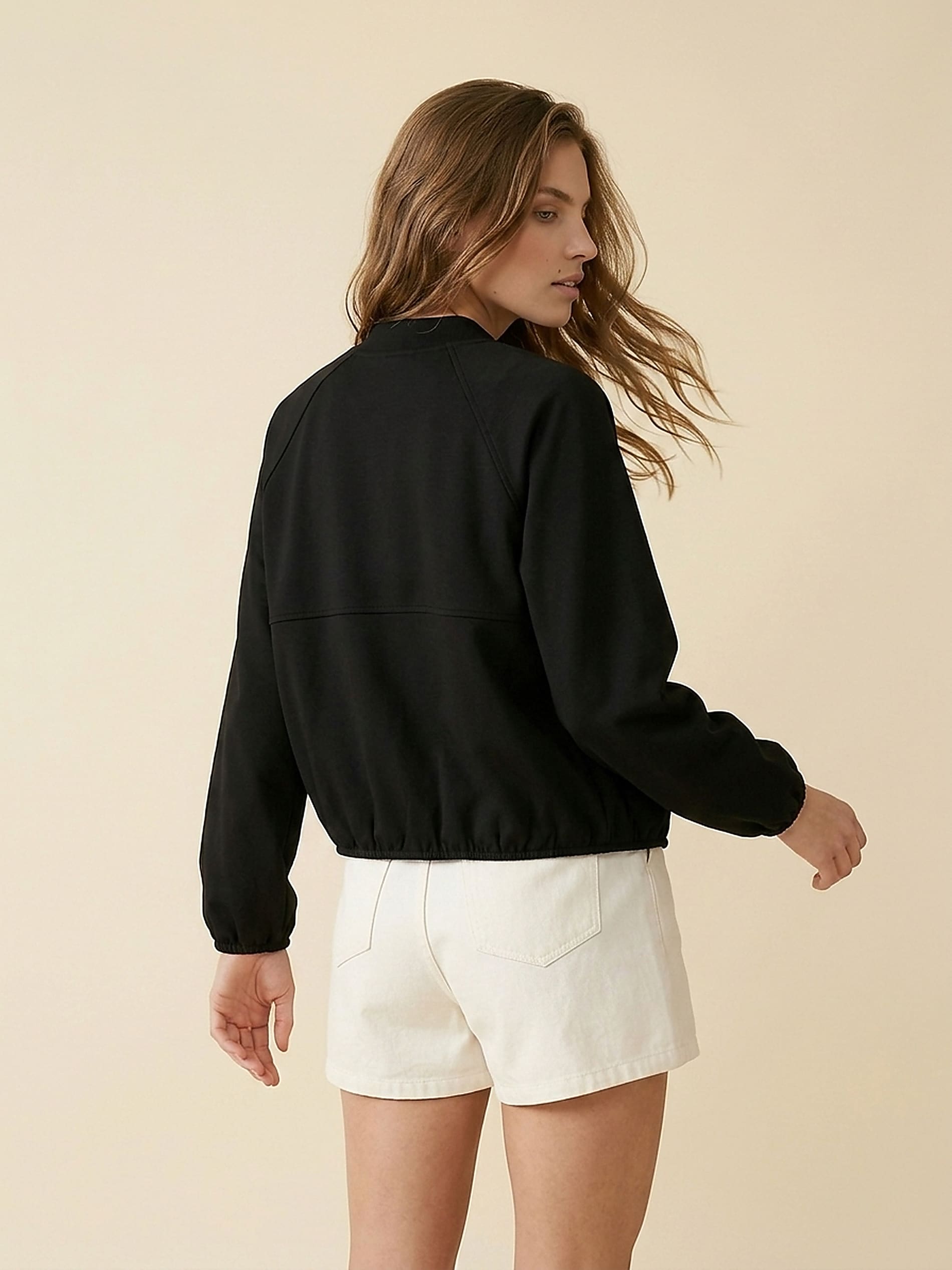 Bluza bomberka z domieszką wiskozy soft touch