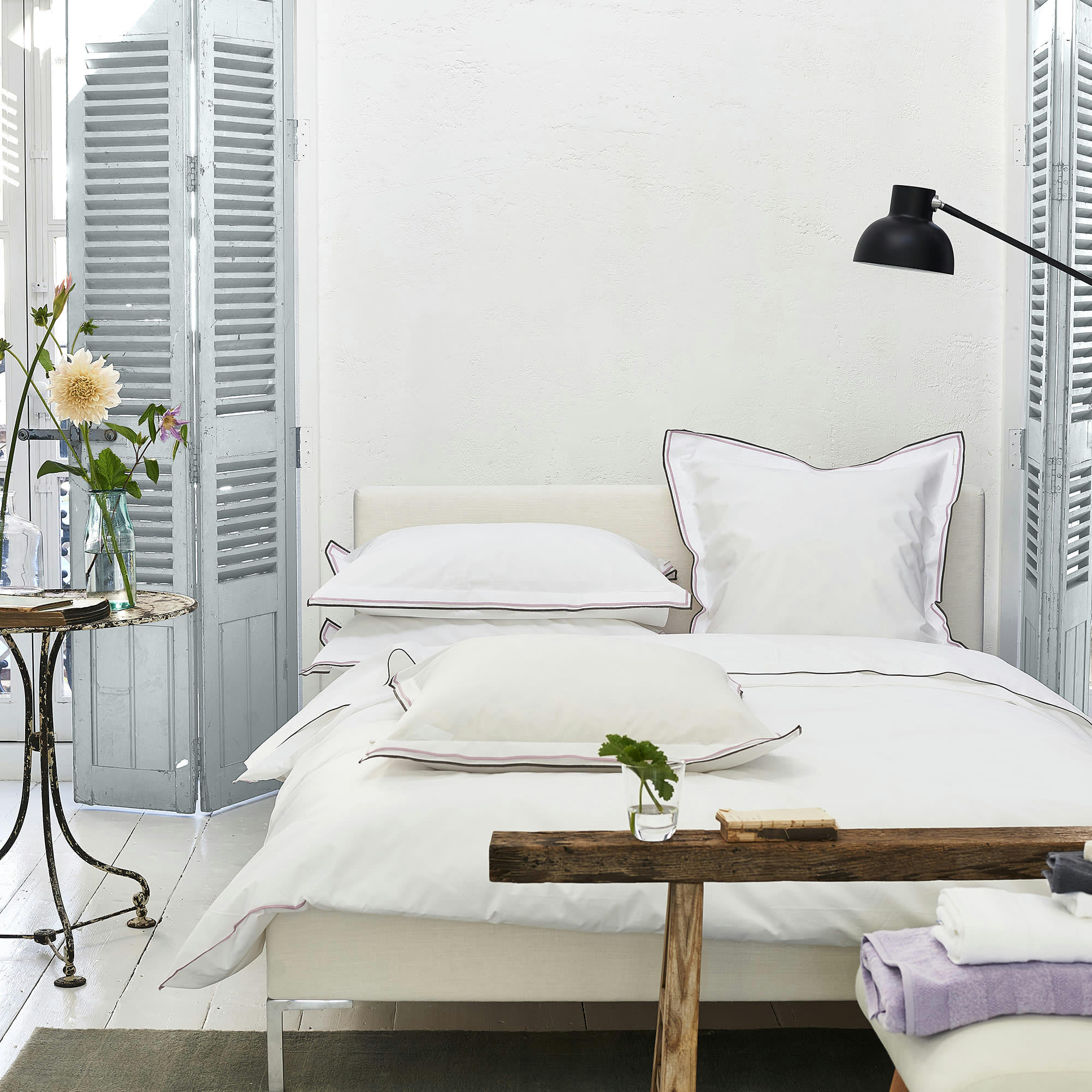 ASTOR - Housse de couette bicolore unie en coton 240x220