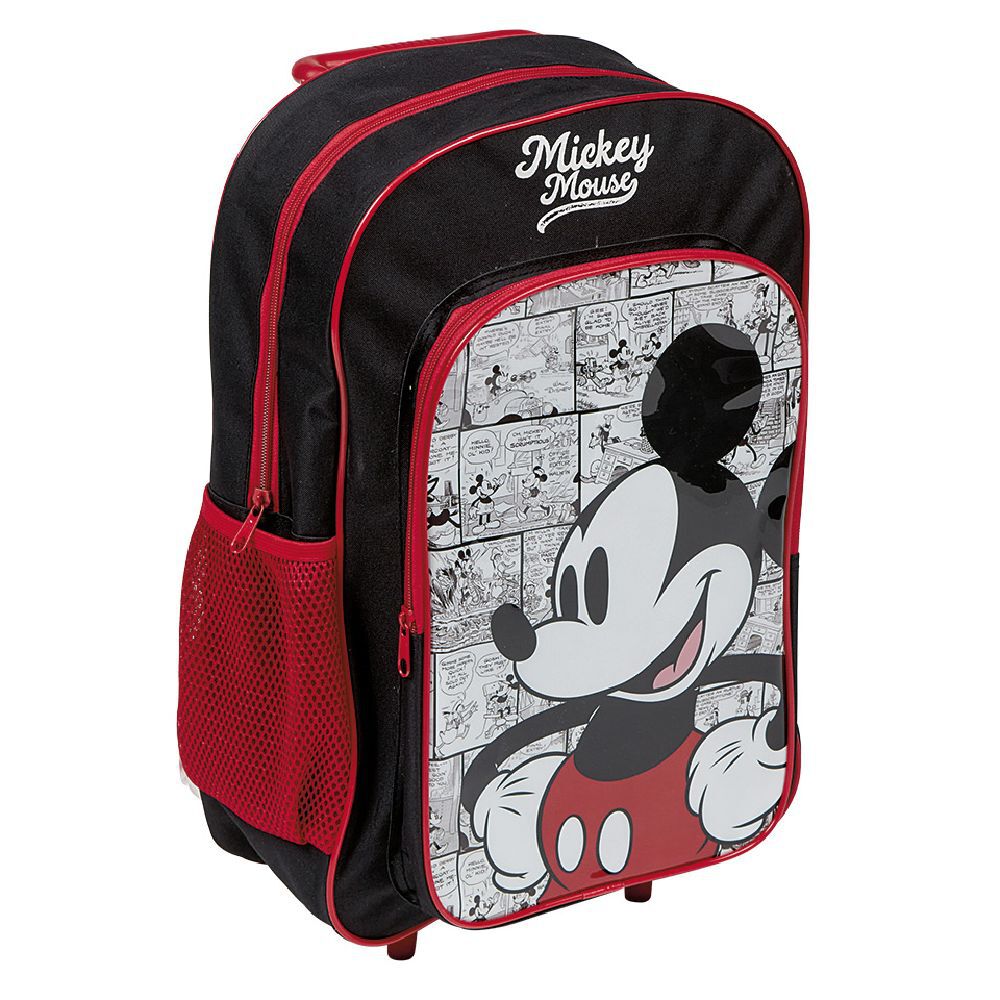 Sac à roulettes enfant Mickey Mouse rouge et noir H41cm