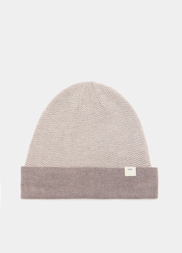 Berretto beanie in lana chevron