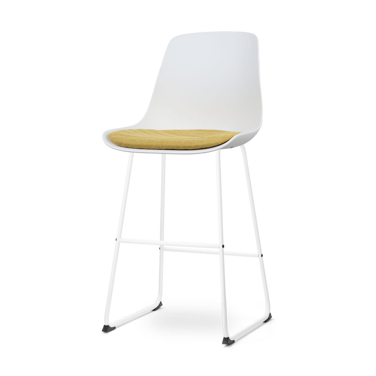 Nolon Nino-Liv Barkruk Wit - Okergeel Kussen - Wit Frame - 75 cm