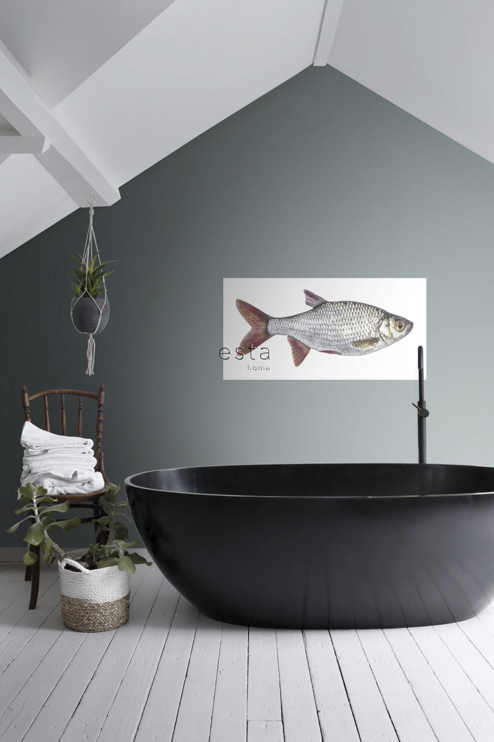 ESTAhome muursticker vis grijs en rood - 97 x 48.5 cm - 159039