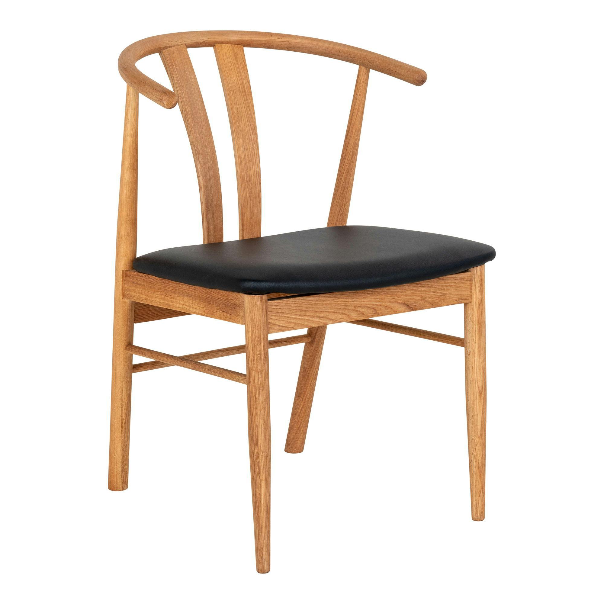 Chaise de salle à manger design en bois de chêne avec assise noire (lot de 2) BERLIN