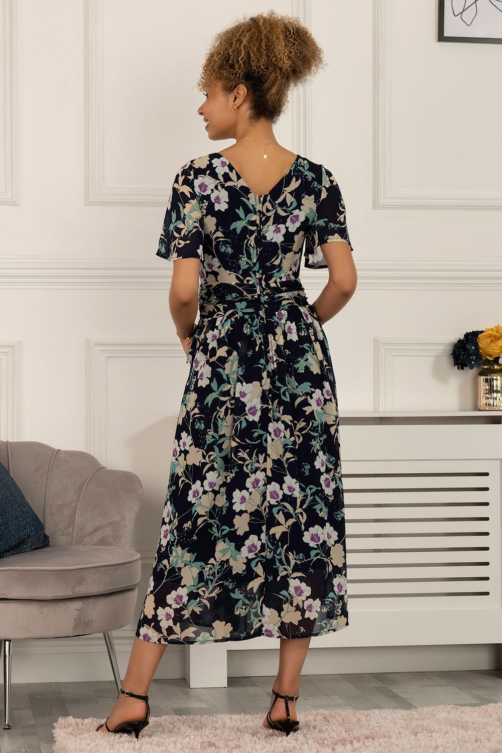 Jolie Moi Nadine Floral Print Chiffon Dress