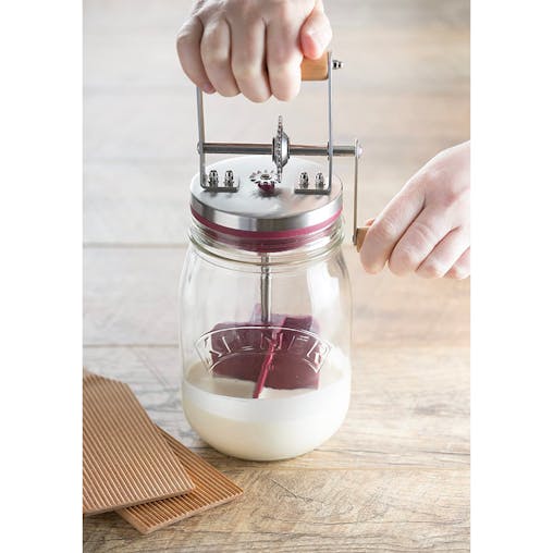 Kilner Butter Churner Glass Jar Manual Butter Paddles Butter Dish