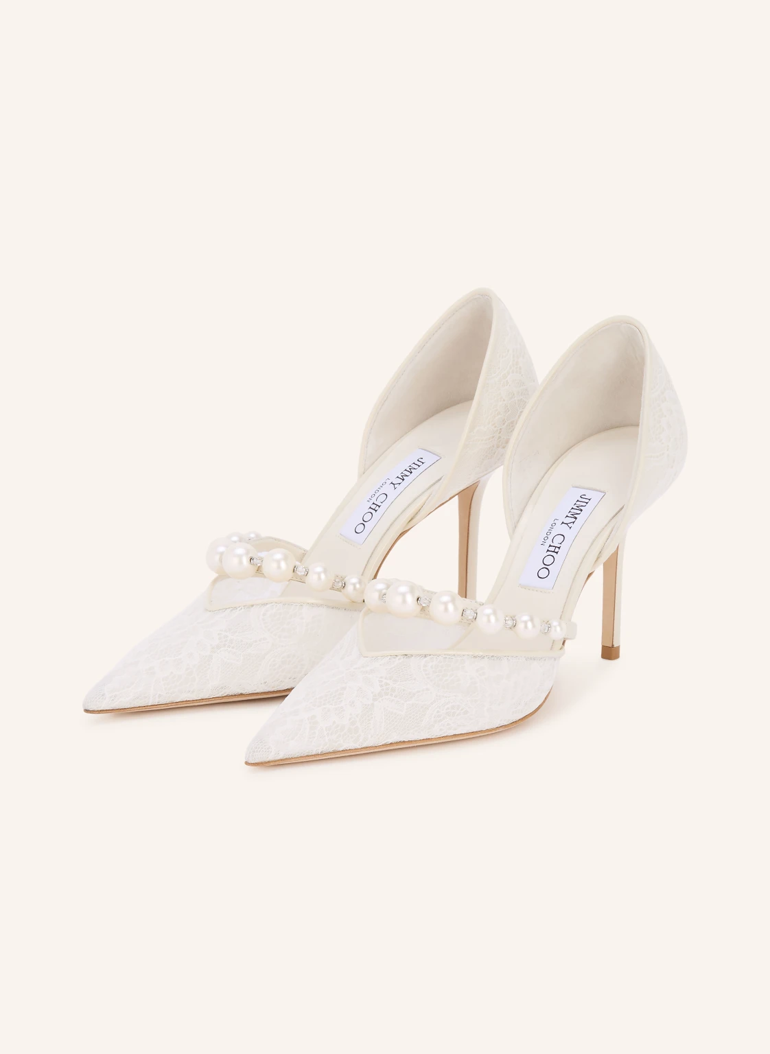 JIMMY CHOO Pumps AURELIE 85 mit Schmuckperlen und Spitze
