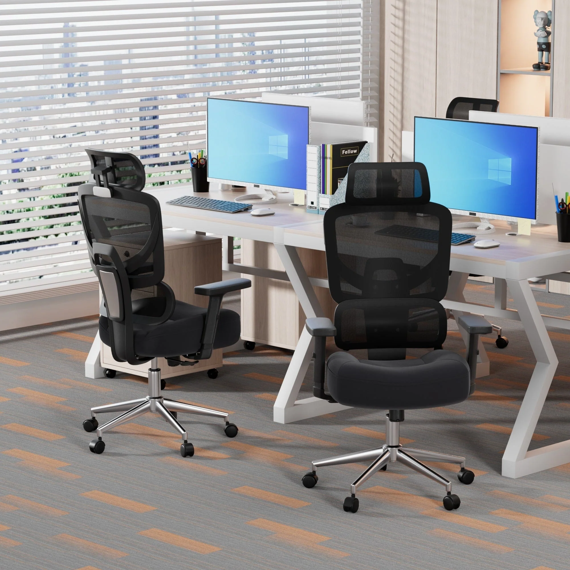 Office Chair Computer Desk Chair Gaming Ergonomic Mid Back Cushion Lumbar Support with Comfy