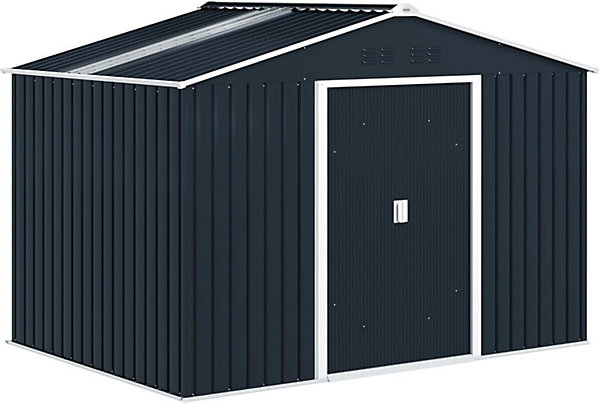 Abri de Jardin en Acier galvanisé 4,9m² 277x195x192cm, Porte coulissante verrouillable, résistant aux intempéries