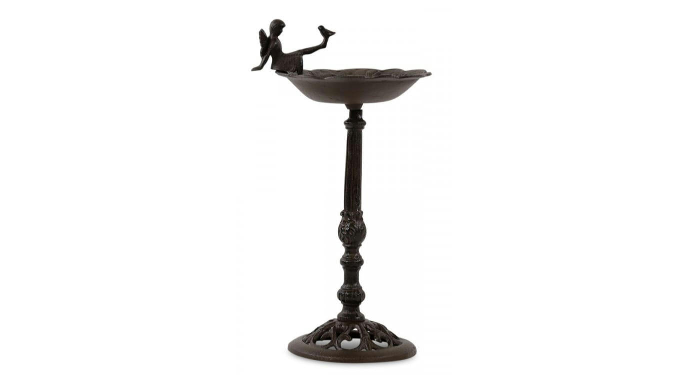 - Abreuvoir Oiseau Ange sur Pied Fonte Marron 27.5x25x51.5cm