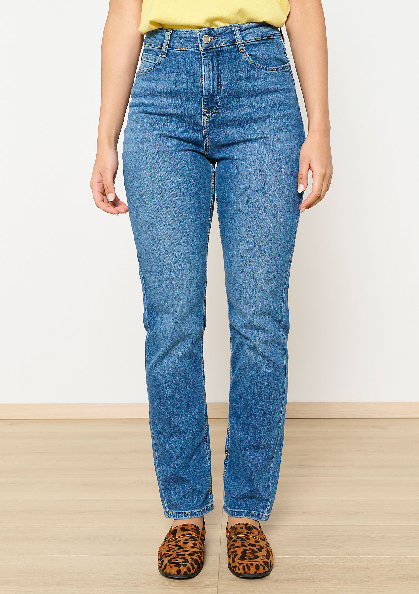 Rechte jeans met hoge taille