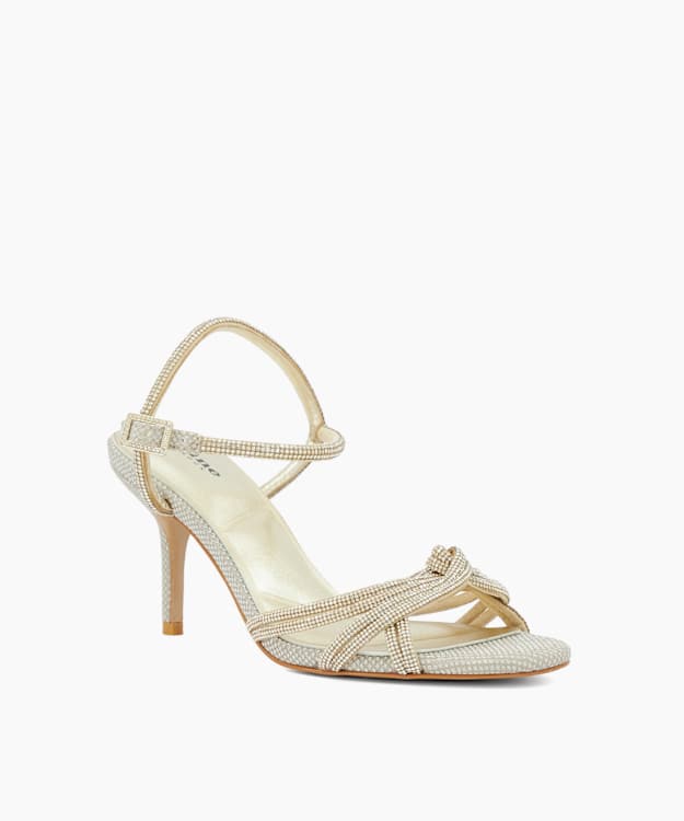 Marvelous Gold - Diamante Detail Heeled Sandal