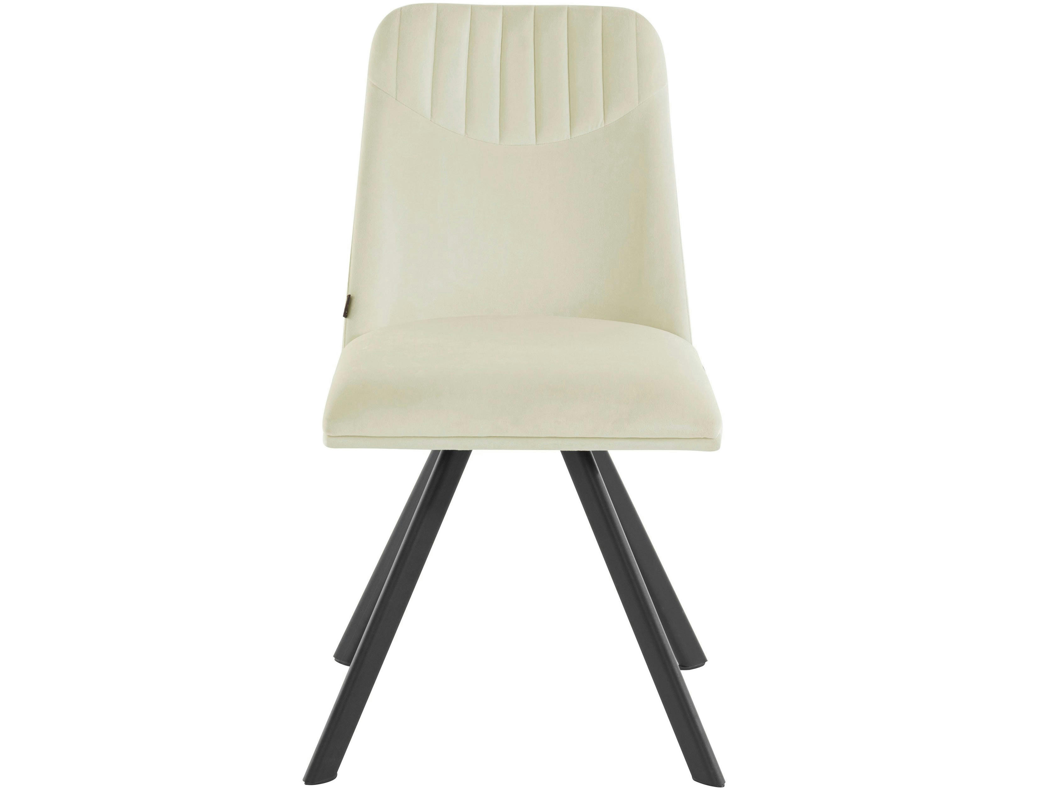 BELLA - Lot de 2 chaises de salle à manger rembourrées en velours blanc crème