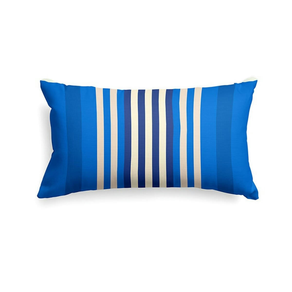 AINHOA - Housse de coussin satin de coton bleu 25x45 cm