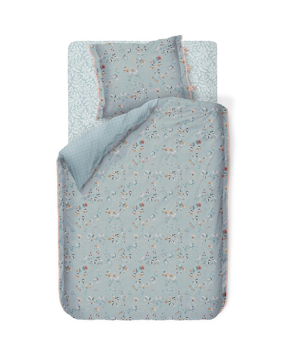Pip Studio hoeslaken Pip Leafy - 100x200/210/220 cm - blauw grijs