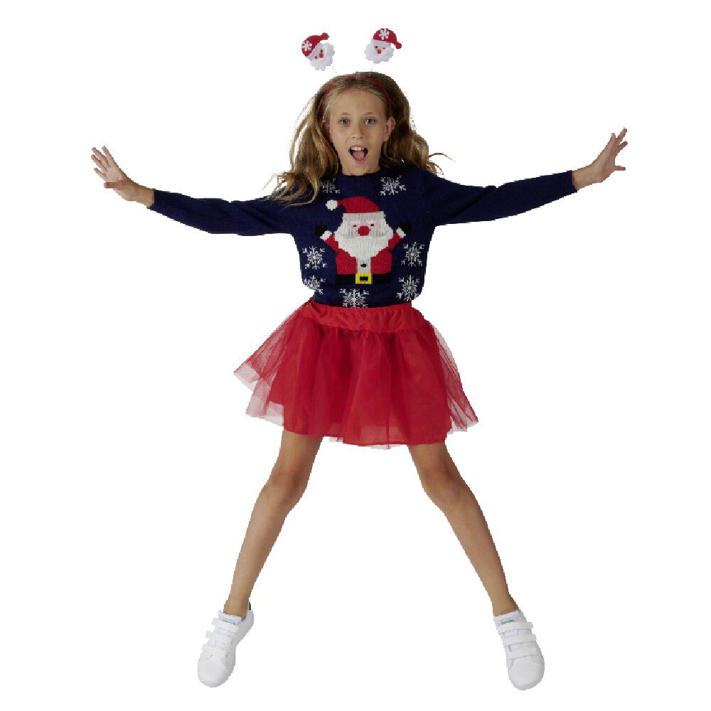 Ensemble tutu avec serre-tête Père No&euml;l rouge fille