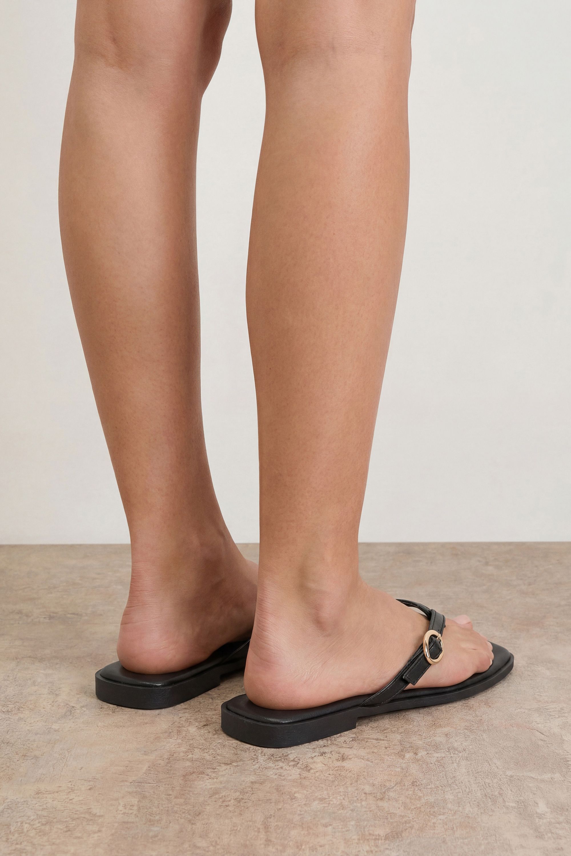 Oasis Babs Faux Leather Buckle Detail Flip Flops