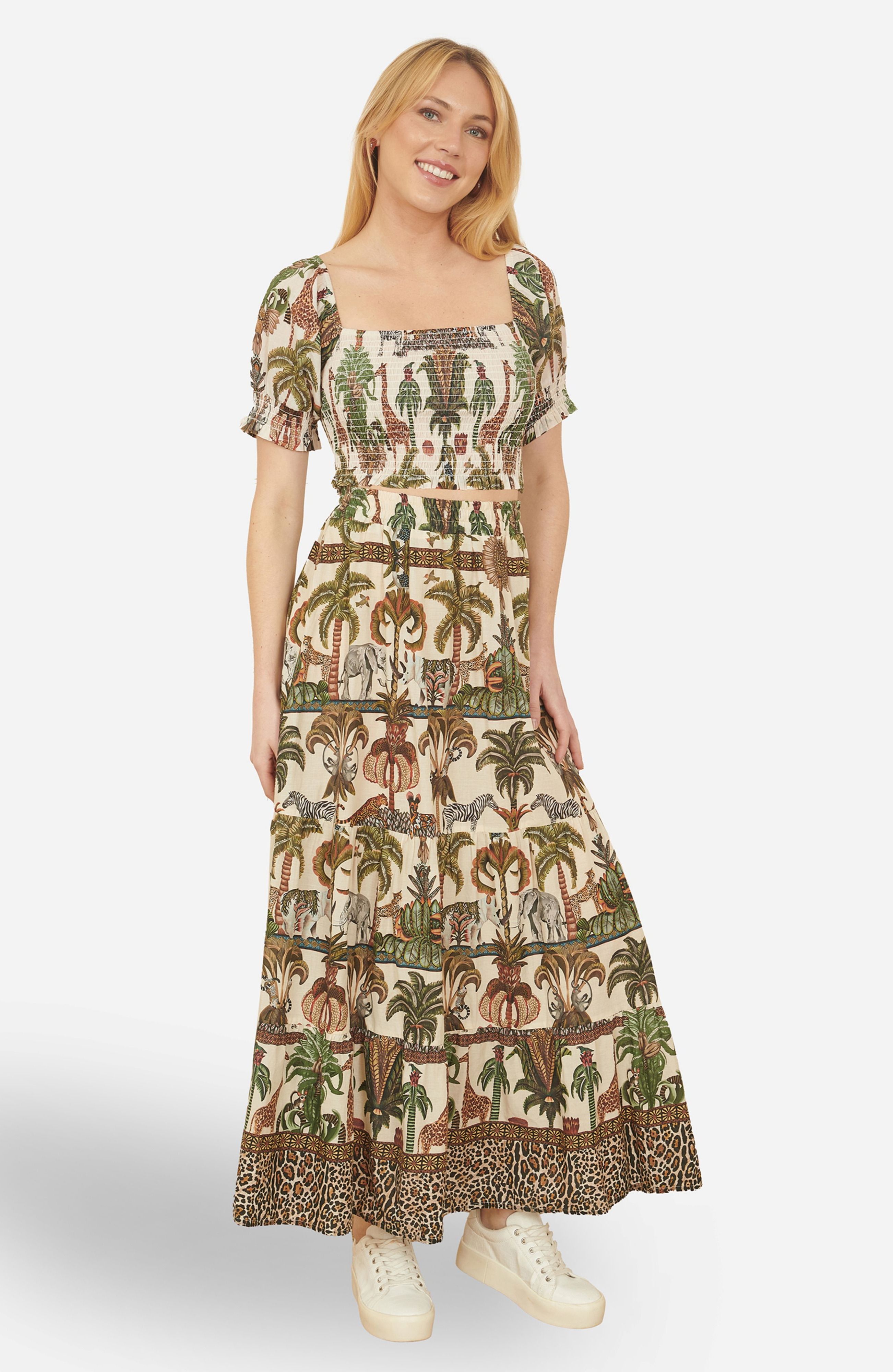 Yumi White Cotton Voile Safari Midi Skirt
