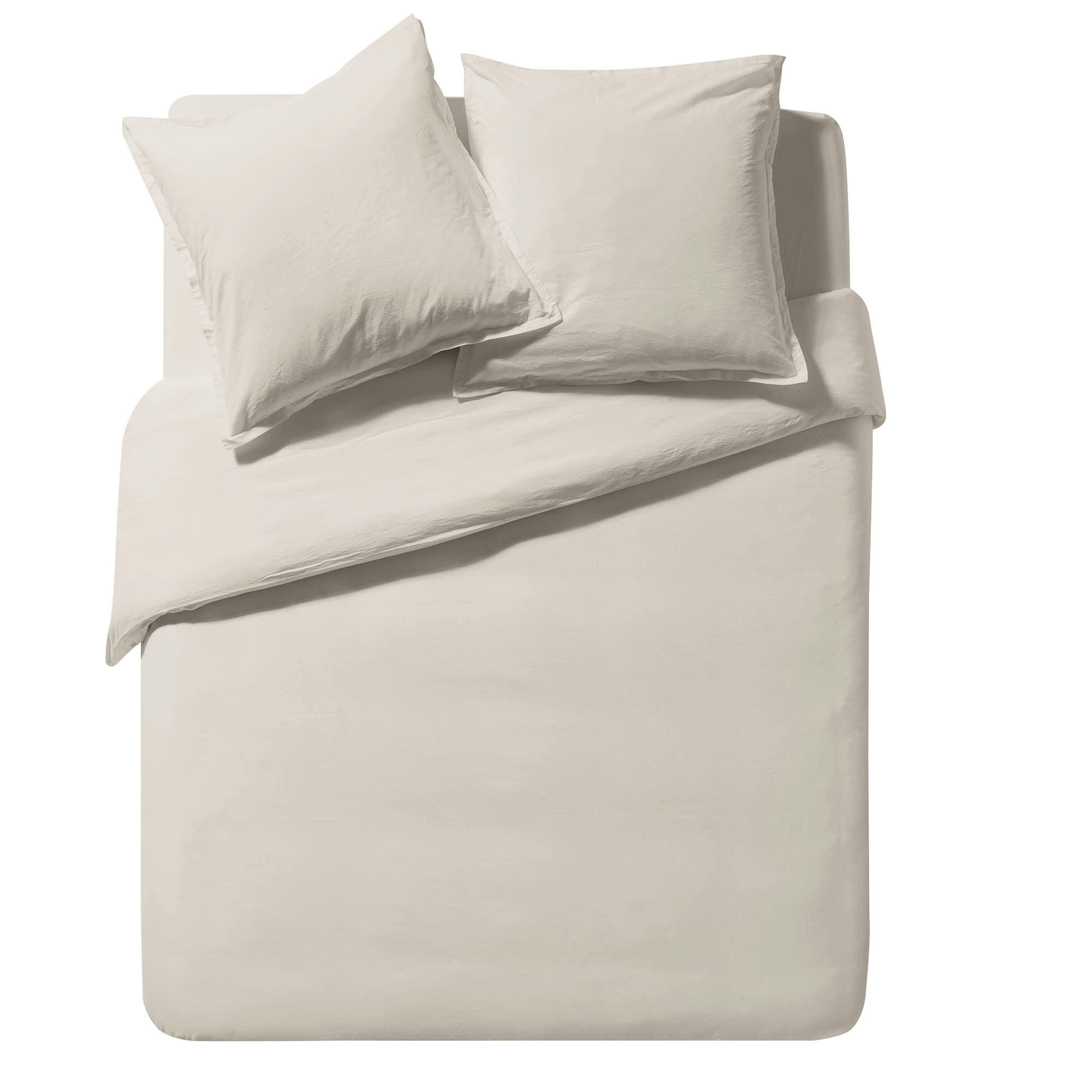 SOFT LINE - Drap housse uni en coton lavé Biscuit 90x200