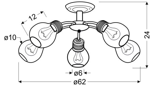 Lampa sufitowa mosiądz-srebrna GLIVA 5xE27x60W wym: 24x62x62 cm Candellux