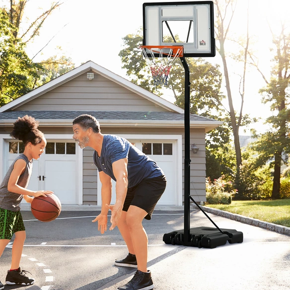 Basketballständer, höhenverstellbar, LxBxH: 90x60x260-310 cm, schwarz