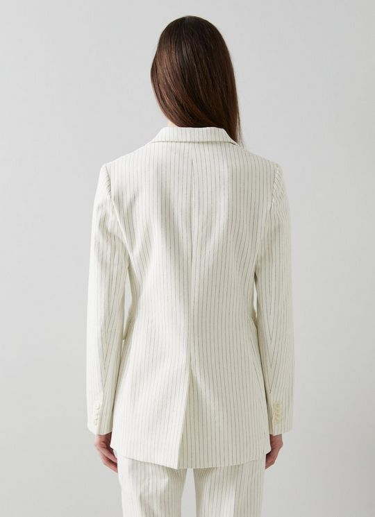 Bree White Pinstripe Stretch Cotton Blazer