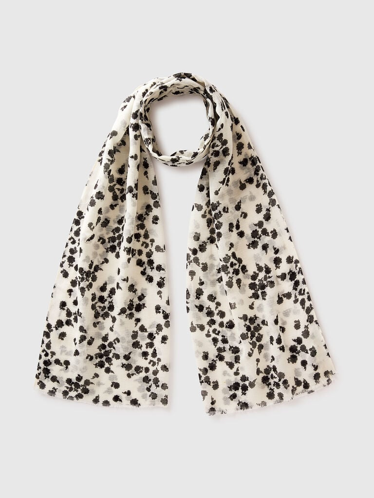 Patterned linen blend scarf