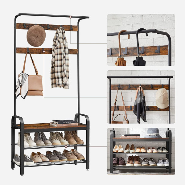 Industrialny Wieszak i Szafka na Buty Stal/MDF 80cm