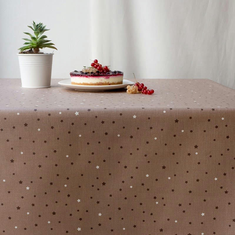 ETOILES - Nappe enduite carrée 160 x 160 cm taupe