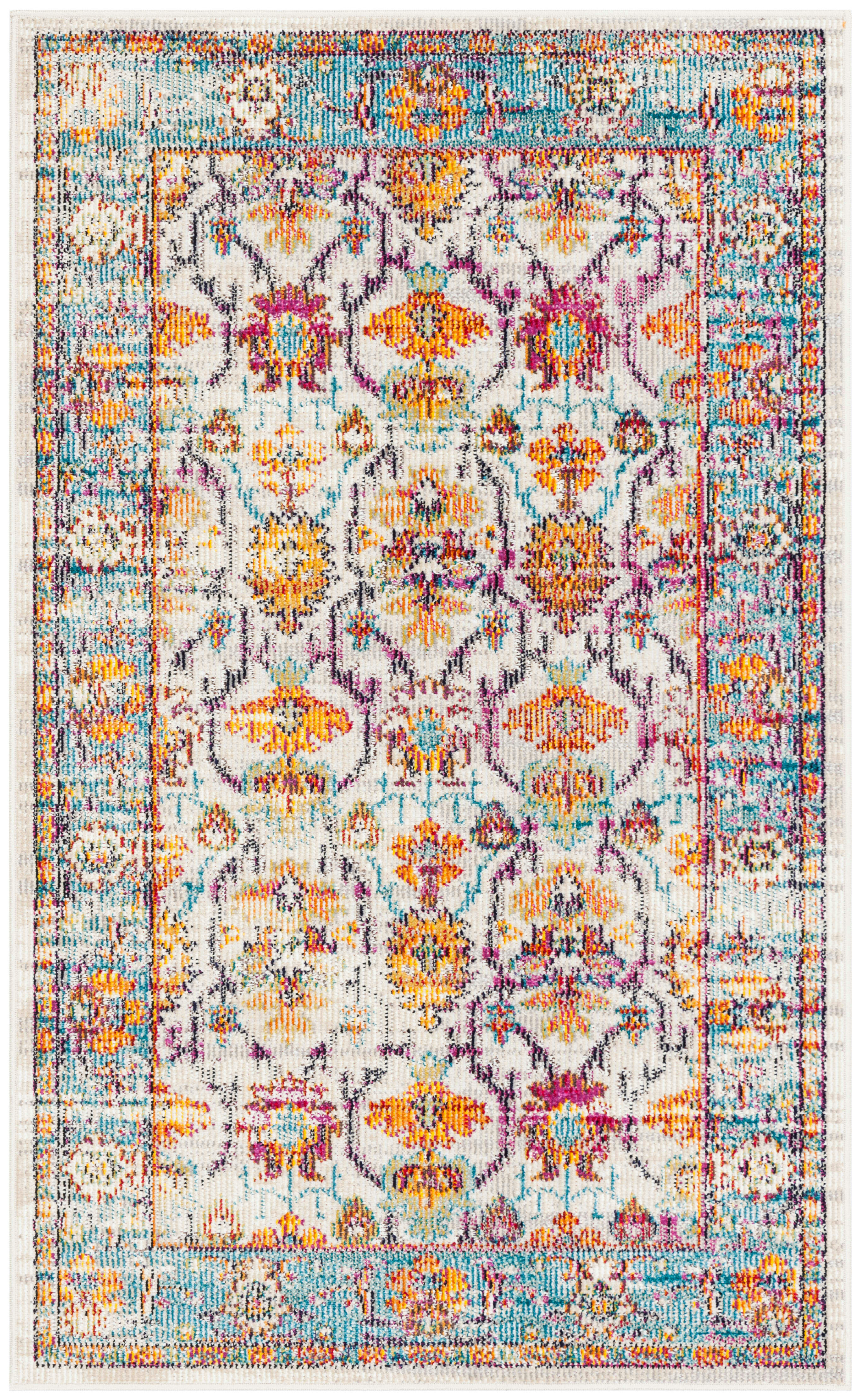 CRYSTAL - Tapis de salon interieur en crème & bleu canard, 122 x 183 cm