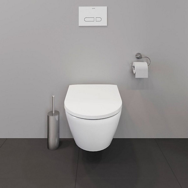 Pack WC suspendu compact sans bride DURAVIT D-Neo avec abattant frein de chute   bati support SIAMP   Plaque de commande chromée