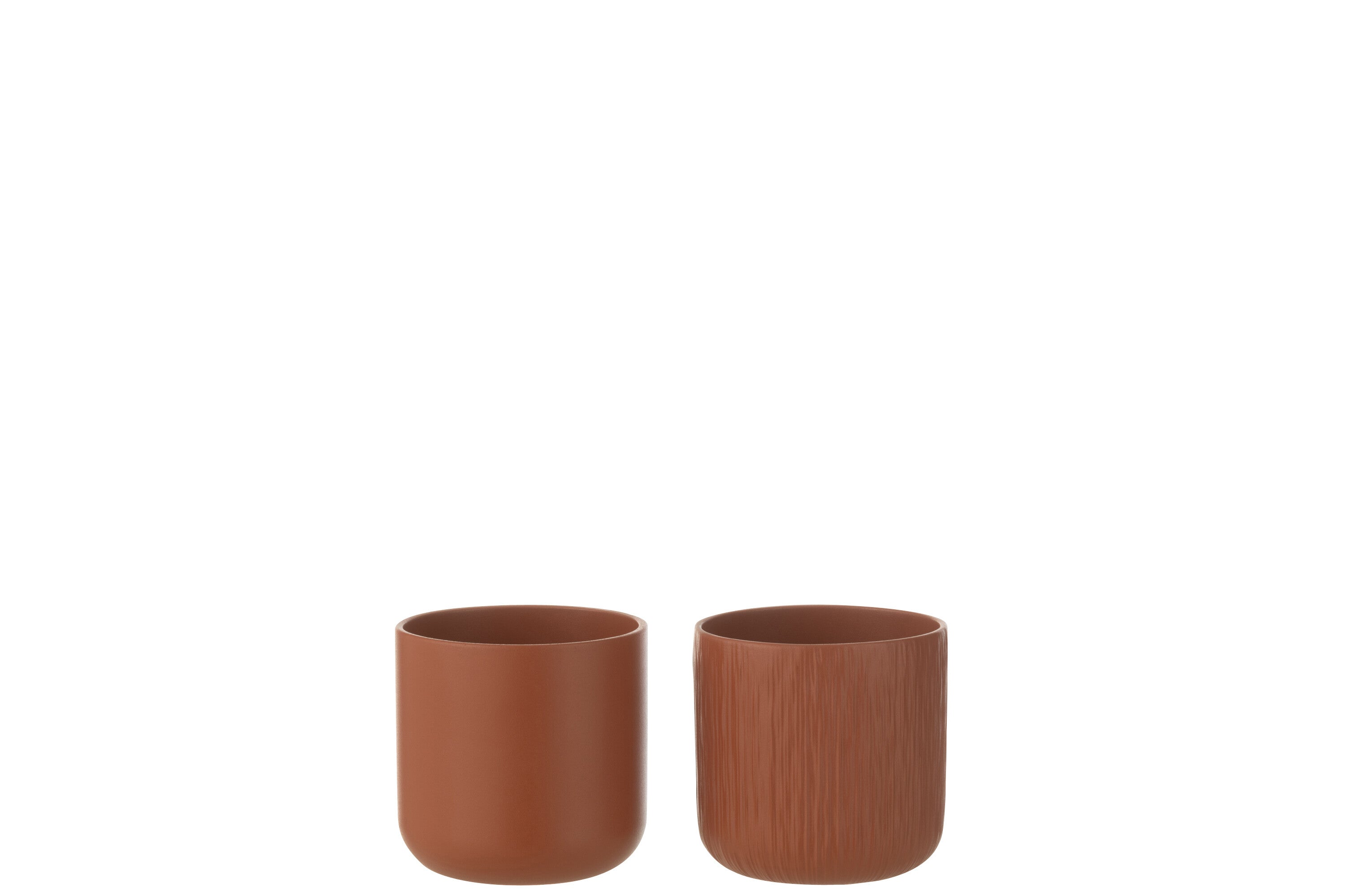 J-Line bloempot Gen - keramiek - bruin - extra small - 2 stuks - Ø 11 cm